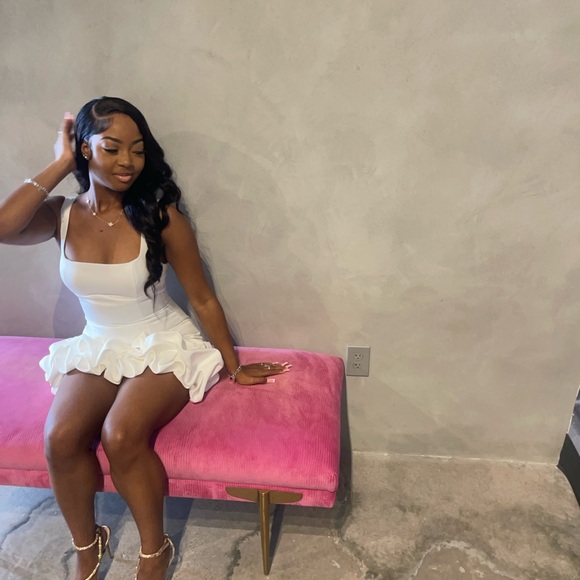 White Ruffled Mini Dress - Picture 2 of 5